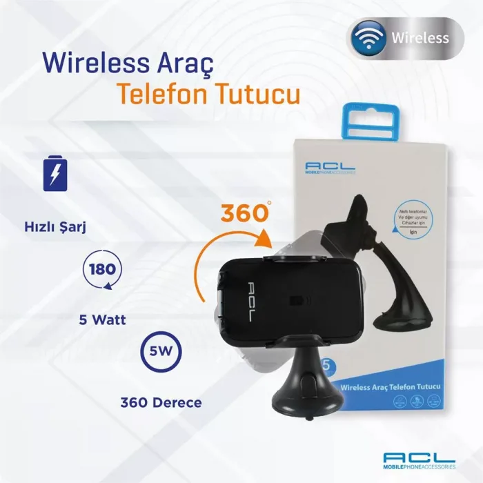 Araç Içi Telefon Tutucu Kablosuz Şarj