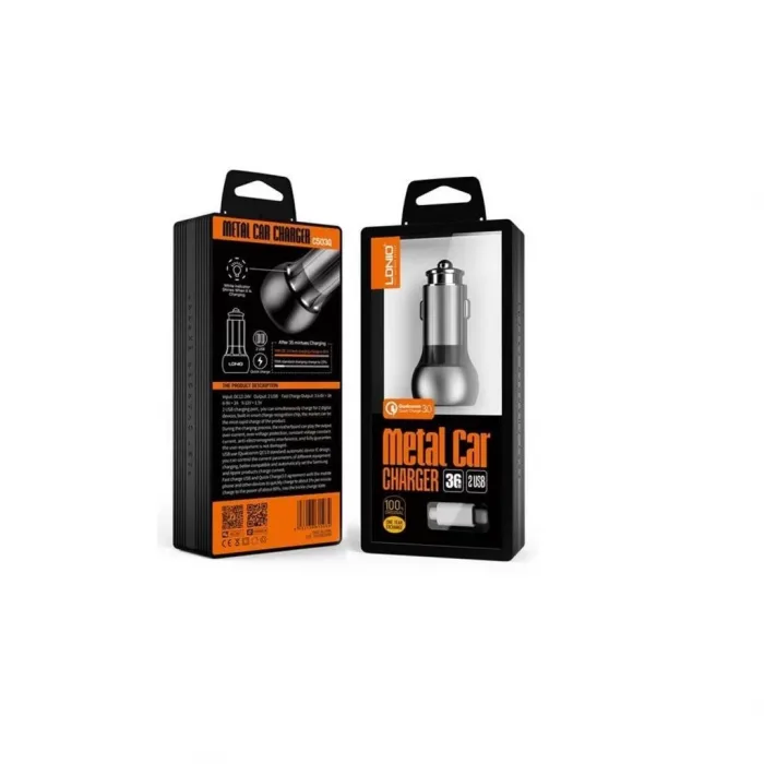 Araç Şarj Mıcro Çift Usb Metal 3.0 Amper 36W 1Mt