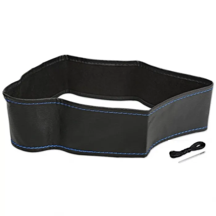 Dikme Direksiyon Kılıfı Siyah Deri Mavi Dikiş