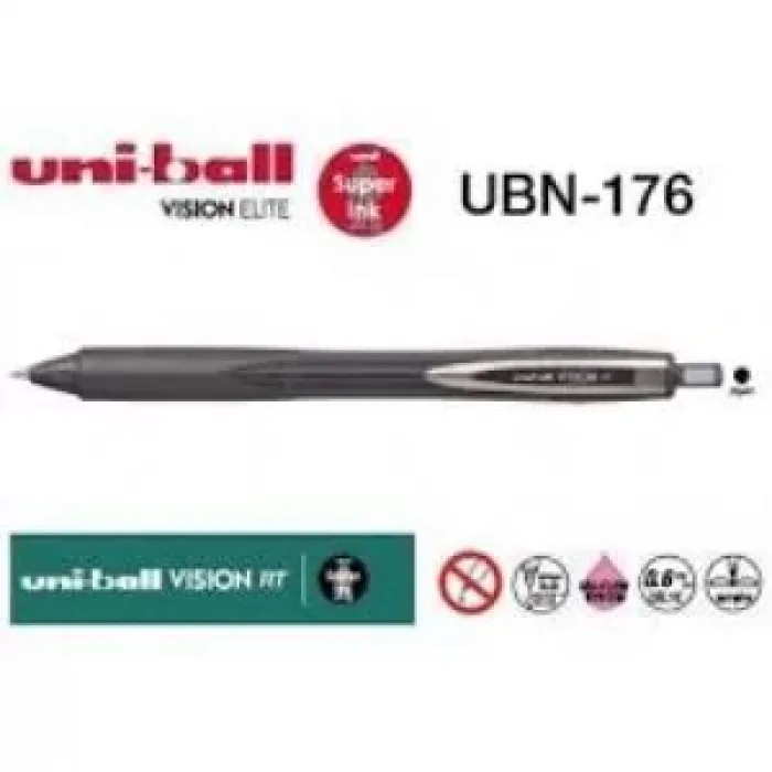 Uniball Ubn-176 Vision Rt Mekanik Roller Kalem 0.6 Mm Siyah Siyah