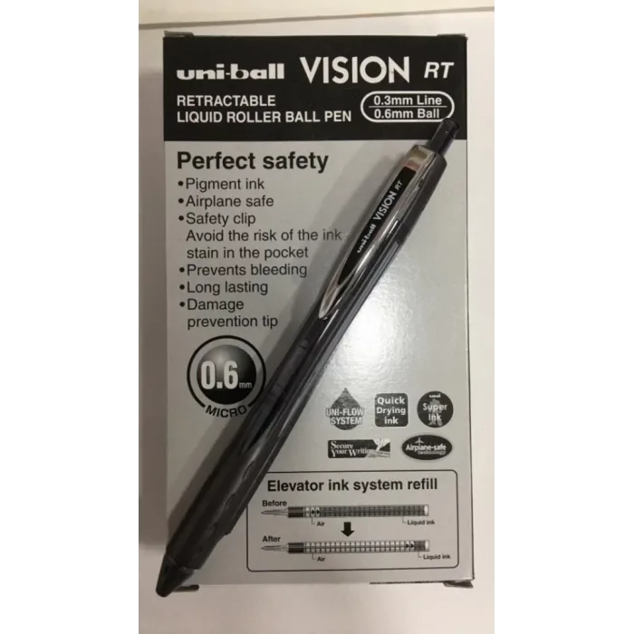 Uniball Ubn-176 Vision Rt Mekanik Roller Kalem 0.6 Mm Siyah Siyah