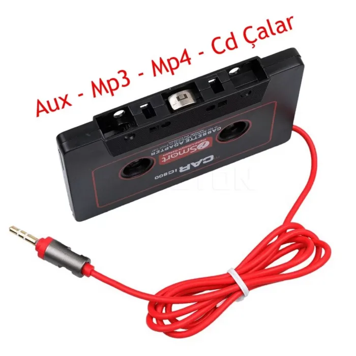 Aux Kablolu Araç Teyp Kaset Adaptörü Mp3 Mp4 Cd Çalar-Siyah