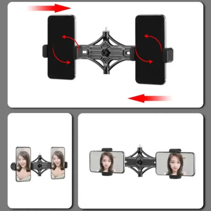 Çift Telefon Tutucu 12Cm Led Işık Stand Youtuber.Makyaj Set