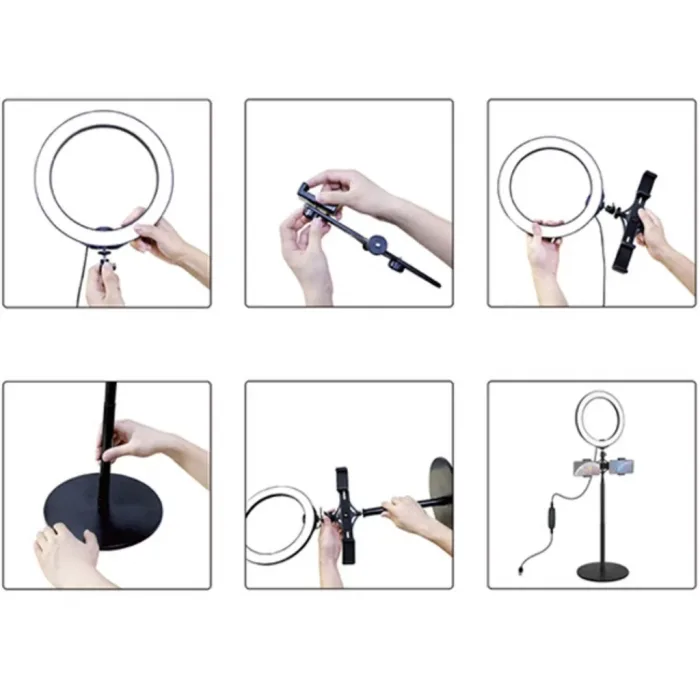 Çift Telefon Tutucu 12Cm Led Işık Stand Youtuber.Makyaj Set