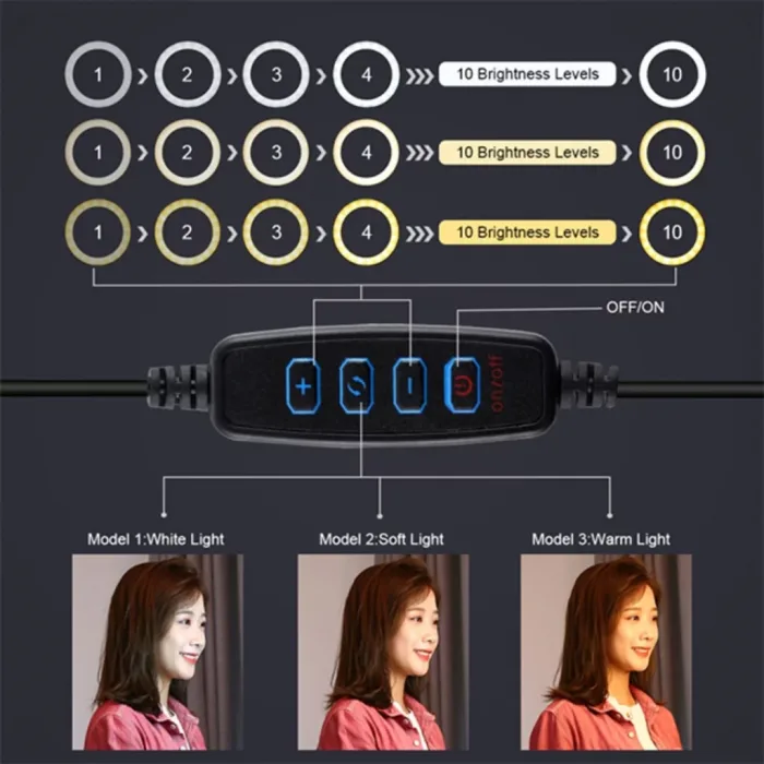 Çift Telefon Tutucu 12Cm Led Işık Stand Youtuber.Makyaj Set