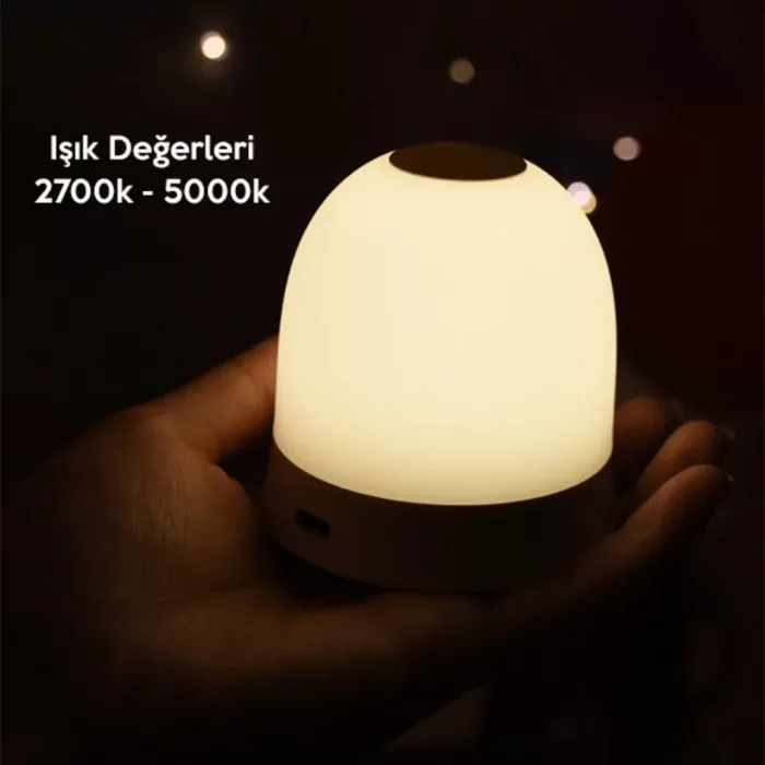 Kablosuz Wireless Şarj Cihazı+Gece Lambası-Beyaz