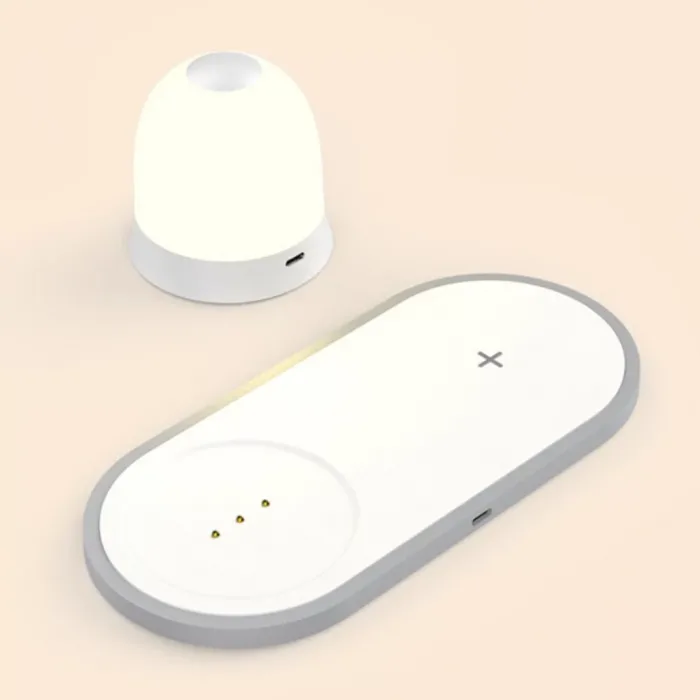 Kablosuz Wireless Şarj Cihazı+Gece Lambası-Beyaz