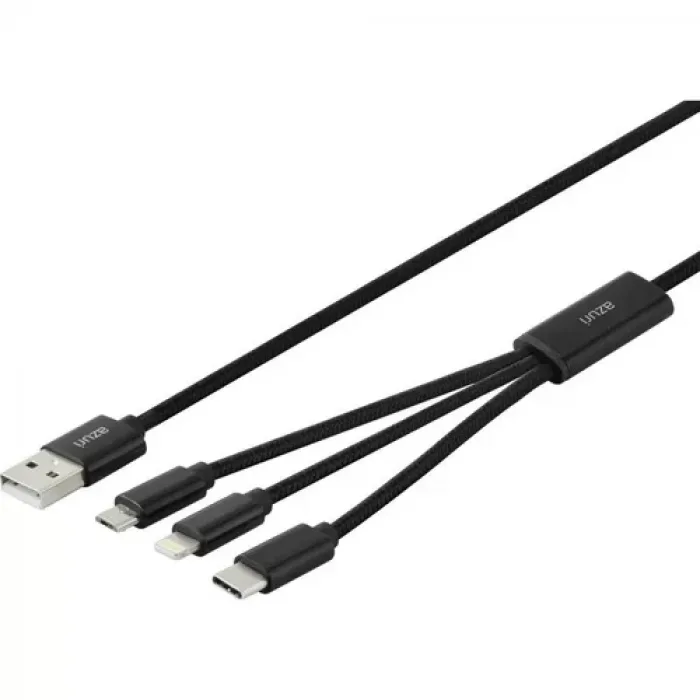 Faster 3-In-1 Usb Kablo Micro-Usb, Type C - Iphone Lightning Örgü
