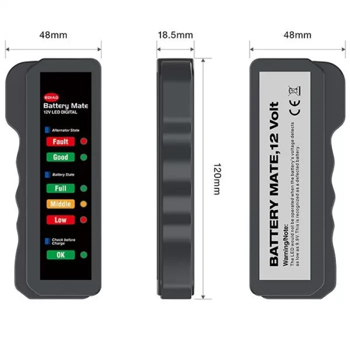 Akü ve Alternatör Kontrol Test Cihazı 12V Led Göstergeli