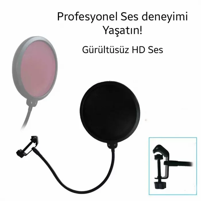 Ally Çift Katman Stüdyo için Mikrofon Pop Filtre Youtuber