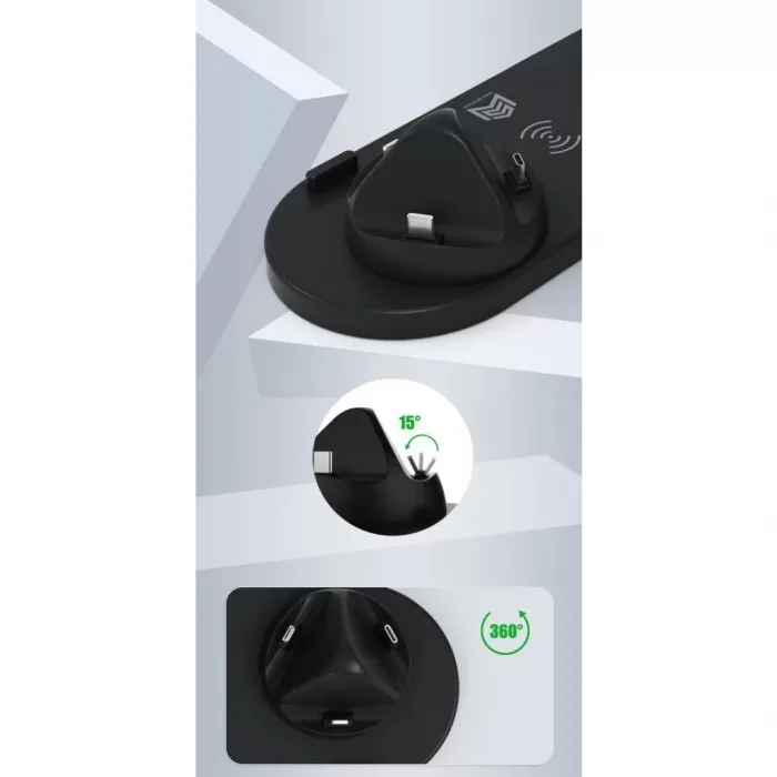 4In1 Wireless Kablosuz Şarj Iphone+Usb C+Micro Usb Şarj Standı