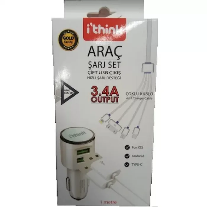 Araç Şarj Set Gold Serisi 4İn1 Kablo İThink