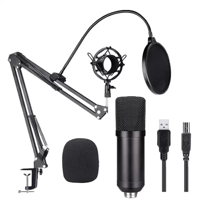 Ally Bm700 Profesyonel Stüdyo Kayıt Youtuber Mikrofonu Seti + St Siyah