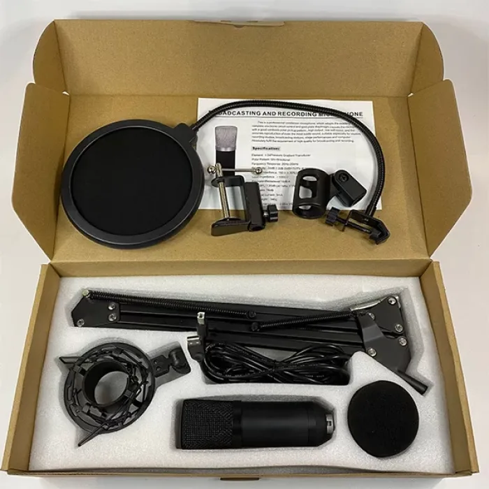 Ally Bm700 Profesyonel Stüdyo Kayıt Youtuber Mikrofonu Seti + St Siyah