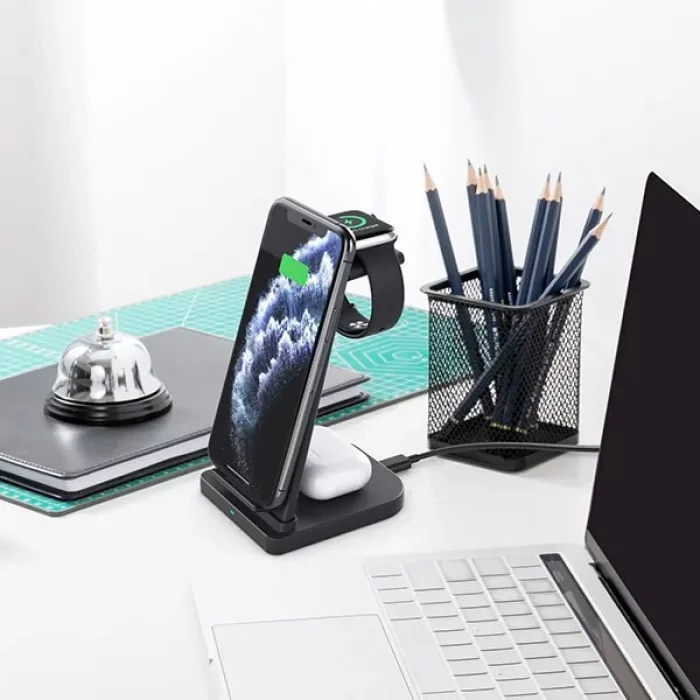 Ally 15W 3In1 Şarj Standı Wireless Kablosuz Şarj Iphone+Iwatch+A