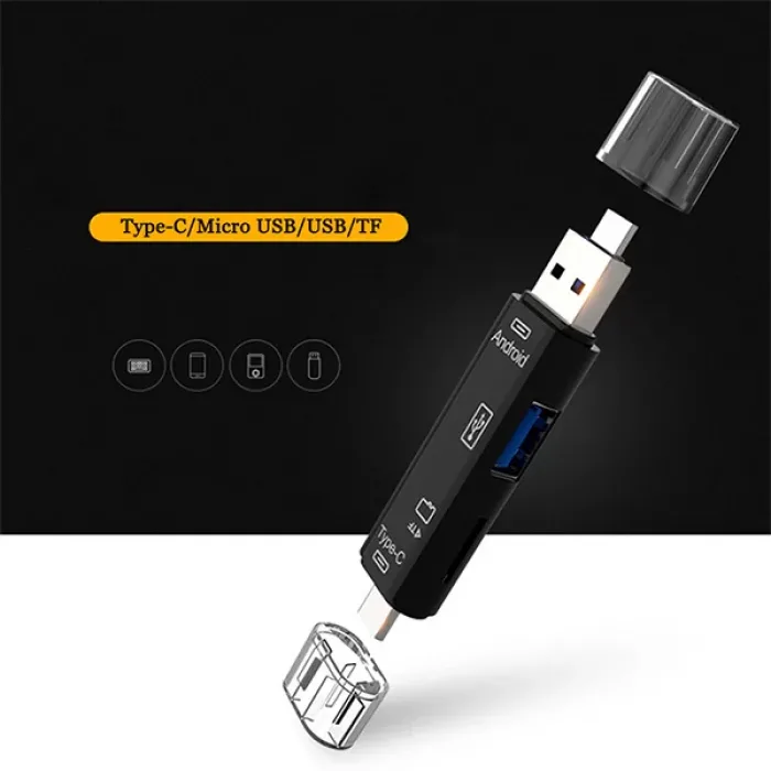 Smart OTG 3 In 1 Type-C ve Micro Usb TF Card Reader Çevirici
