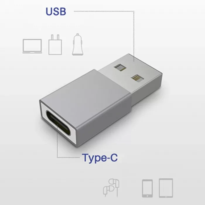 Ally Mh-301 Usb To Type-C Dişi Çevirici Dönüştürücü Adaptör-Gri (225874127)