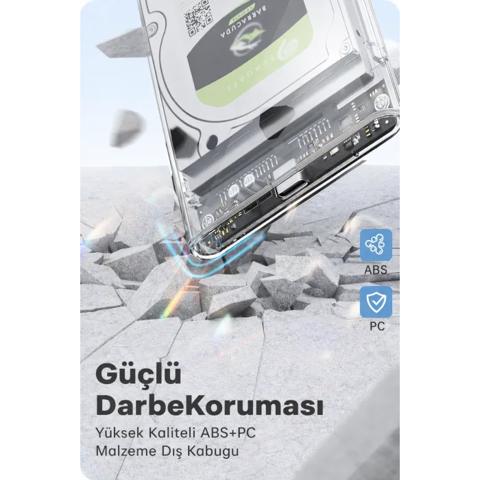 2.5  Harici Sabit Sürücü Muhafazası, 6Gbps USB C 3.1 Gen 2 - SATA III Aletsiz Şeffaf Harici Sabit Sürücü Kılıfı 7mm/UASP ile 9,5 mm 2,5 inç SSD HDD WD Toshiba Samsung PS4 PS5 ile uyumlu