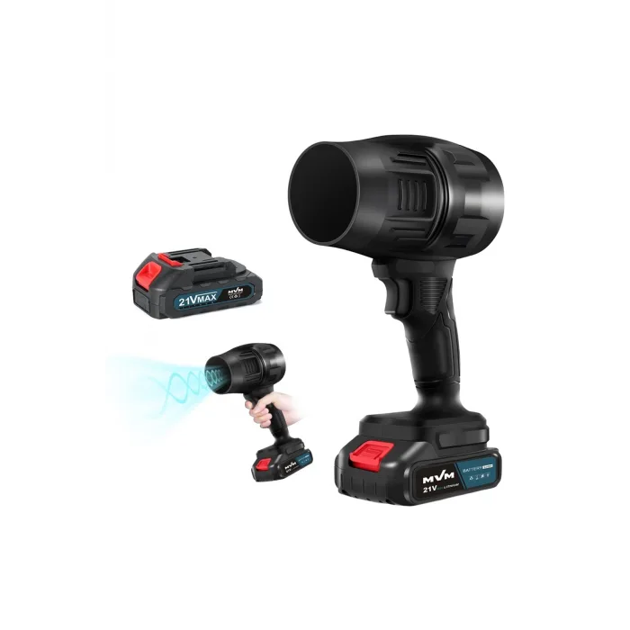 21V Kablosuz Hava Üfleyici 32.000RPM Turbo Fan 12.000mAh Batarya, Bahçe & Araç Kurutma Yaprak Üfleme