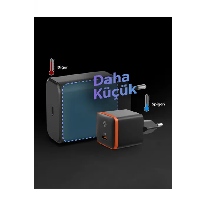 Spigen 30W USB-C Mini Hızlı Şarj Aleti | Samsung PPS Destekli GaN Type-C Şarj Cihazı (ACH08448)