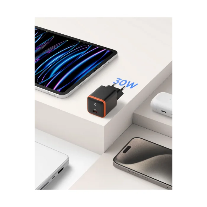 Spigen 30W USB-C Mini Hızlı Şarj Aleti | Samsung PPS Destekli GaN Type-C Şarj Cihazı (ACH08448)