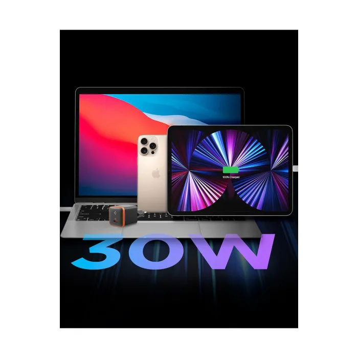 Spigen 30W USB-C Mini Hızlı Şarj Aleti | Samsung PPS Destekli GaN Type-C Şarj Cihazı (ACH08448)