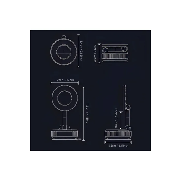 360 Dönebilen Araç İçi Telefon Tutucu Vakumlu Magsafe Destekli Masa Üstü Duvar Halka Telefon Tutucu