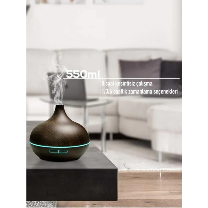 Hava Nemlendirici Hava Difüzör Kokulu Uçucu Yağ Aroma Difüzör 550 Ml Kumandalı Led Işıklı