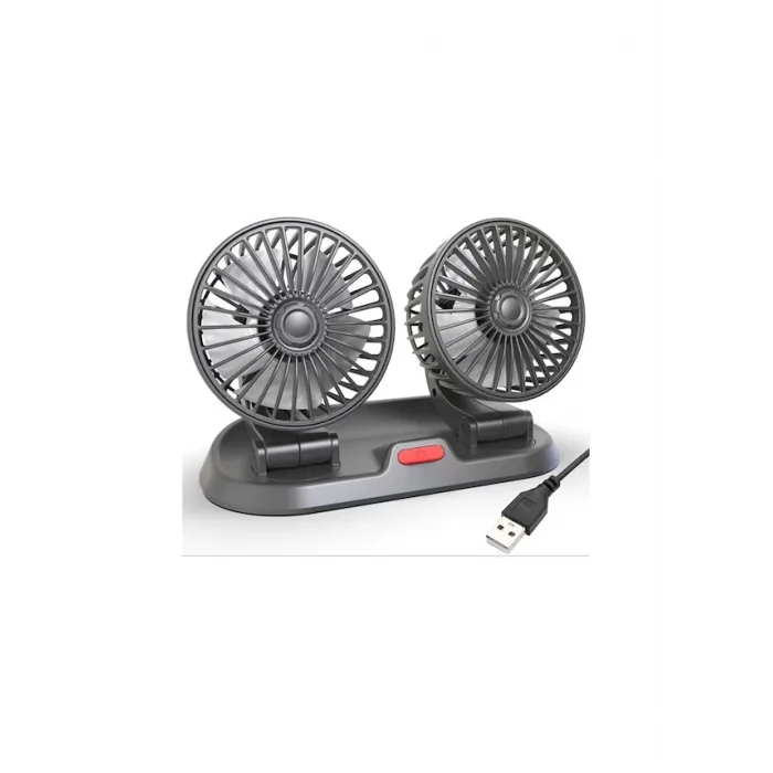 Ally F410 Usb Çift Başlıklı Araç Fanı Oto Vantilatör Fan 10w 2 Kademe Hız ayarı