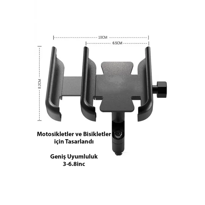 Alüminyum Alaşım Bisiklet Motorsiklet Gidon Telefon Tutucu SIYAH