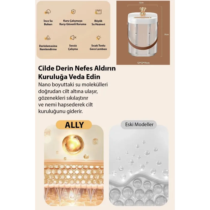 AquaBreeze 2000 Çift Buharlı 2L Hava Nemlendirici | Ev Tipi Sessiz Oda Nemlendirici