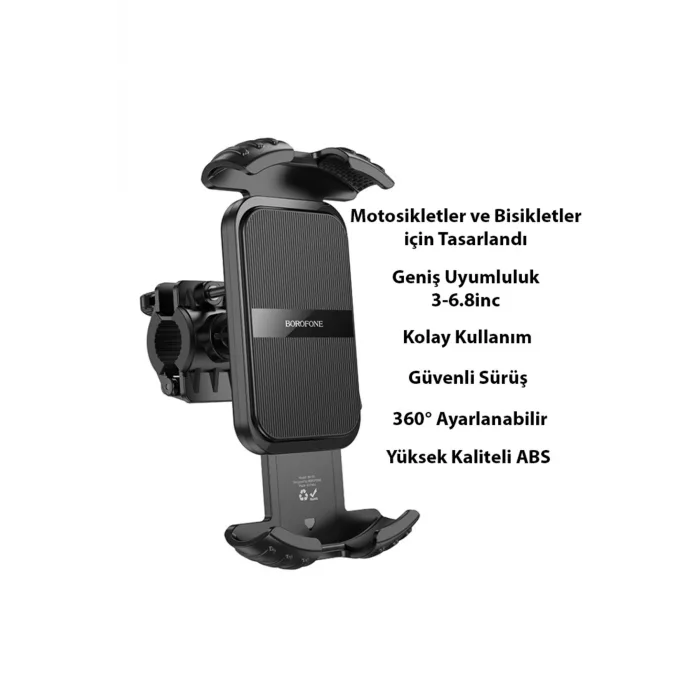 Borofone BH105 Crown Gidon Bağlantılı Bisiklet ve Motosiklet Telefon Tutucu SIYAH