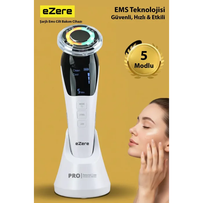 D818 Şarjlı Soğuk-Sıcak Kompresli Gerdirme, Nemlendirme, Kolajen Sentezli Ems Cilt Bakım Cihazı