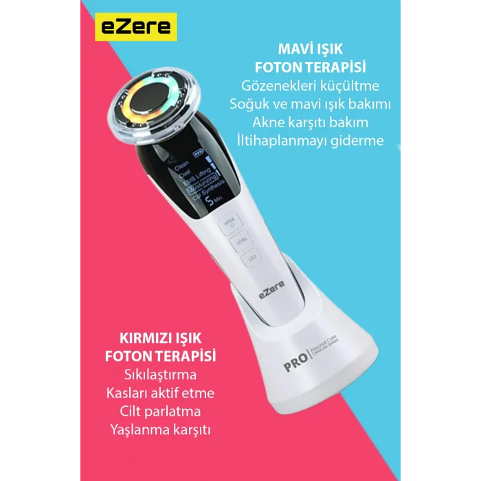 D818 Şarjlı Soğuk-Sıcak Kompresli Gerdirme, Nemlendirme, Kolajen Sentezli Ems Cilt Bakım Cihazı