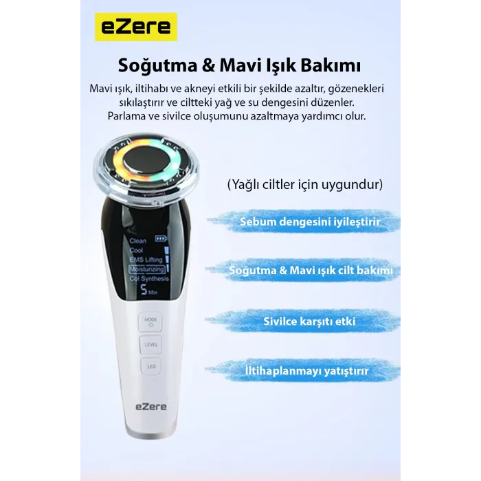 D818 Şarjlı Soğuk-Sıcak Kompresli Gerdirme, Nemlendirme, Kolajen Sentezli Ems Cilt Bakım Cihazı