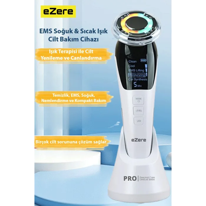 D818 Şarjlı Soğuk-Sıcak Kompresli Gerdirme, Nemlendirme, Kolajen Sentezli Ems Cilt Bakım Cihazı