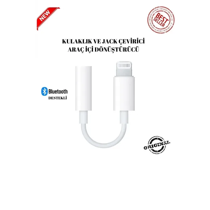 iPhone Lightning AUX Dönüştürücü, 3.5mm Kulaklık Çevirici Aparat, iPhone 7 8 X 11 12 13 14 Uyumlu