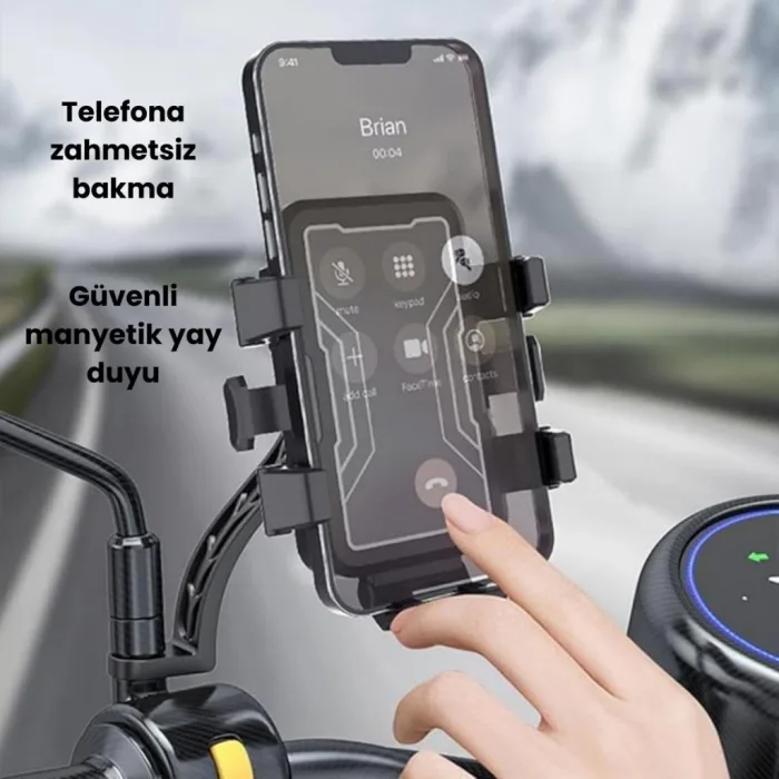 Motosiklet, Scooter, Bisiklet Uyumlu Ultra Sağlam Stabil Aynaya Takılan Motorsiklet Telefon Tutucu