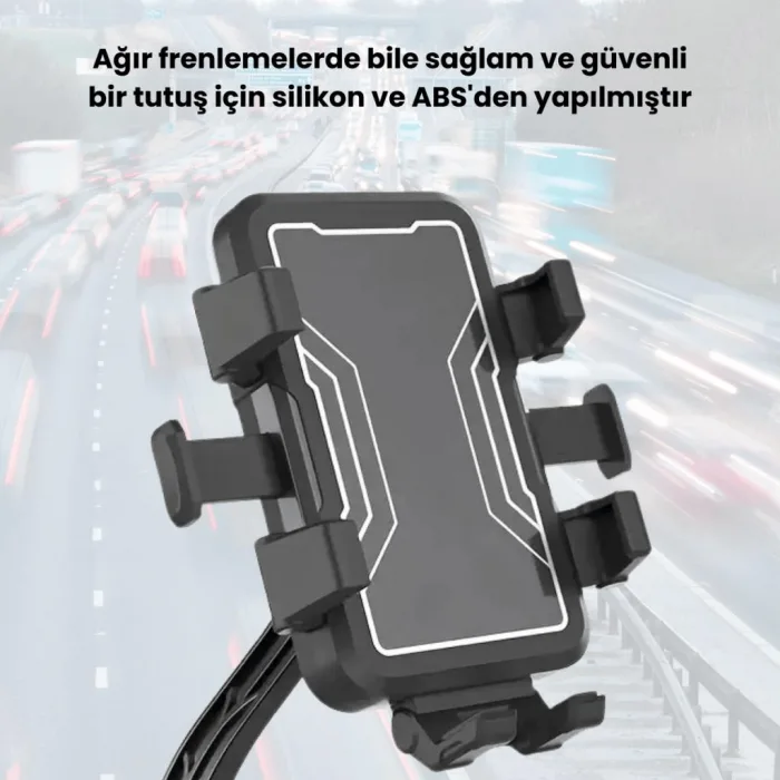 Motosiklet, Scooter, Bisiklet Uyumlu Ultra Sağlam Stabil Aynaya Takılan Motorsiklet Telefon Tutucu