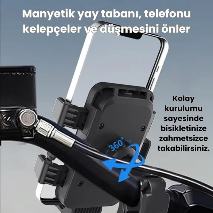 Motosiklet, Scooter, Bisiklet Uyumlu Ultra Sağlam Stabil Gidona Takılan Telefon Tutucu