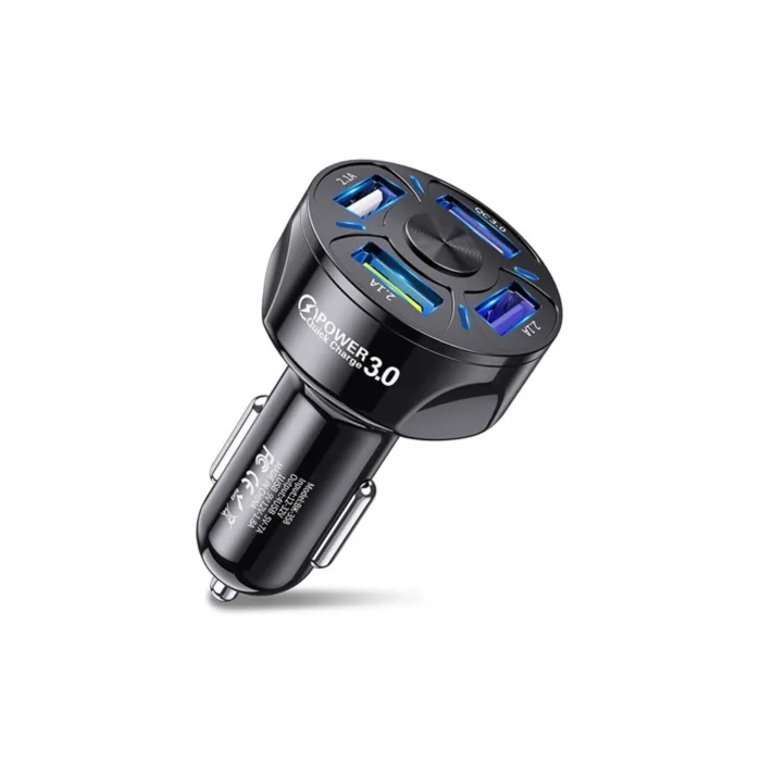 4 Portlu Çoklu USB Araç Şarj Başlığı QC3.0 Hızlı Şarj Adaptörü