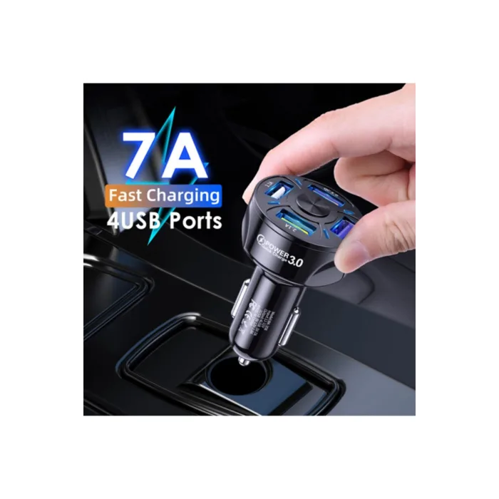 4 Portlu Çoklu USB Araç Şarj Başlığı QC3.0 Hızlı Şarj Adaptörü