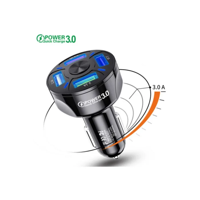 4 Portlu Çoklu USB Araç Şarj Başlığı QC3.0 Hızlı Şarj Adaptörü