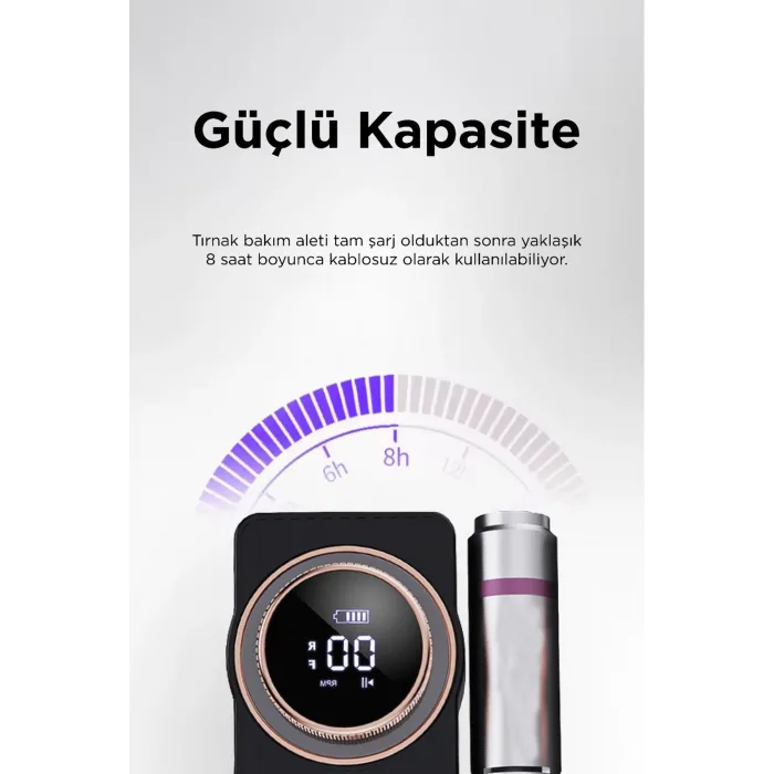 Profesyonel Nail Drill Tırnak Törpü Makinesi – 35.000 RPM | Dijital LED Ekran | Şarjlı | Süper Sessiz