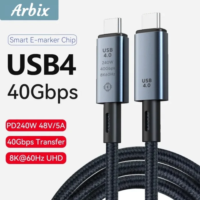 Usb 4.0 Thunderbolt 3/4 Uyumlu Usb-c If Sertifikalı 240w 40gbps 8k 60hz Uhd Hızlı Şarj, Data Ve Gör