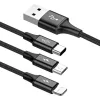 Faster 3-In-1 Usb Kablo Micro-Usb, Type C - Iphone Lightning Örgü