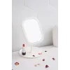 Led Işıklı Dokunmatik Makyaj Aynası Pembe Beyaz 3 Kademeli Işık Ayarlı 360° Döner Başlıklı Masaüstü Ayna Kare