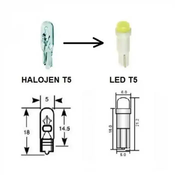 T5 LED OTO KİLOMETRE KADRAN AMBİANS AYDINLATMA AMPULÜ