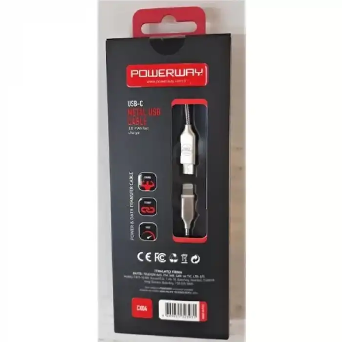 Type-C To Lightning Cx04 Metal Qc 3.0 Şarj Ve Data Kablosu Powerw (411869151)