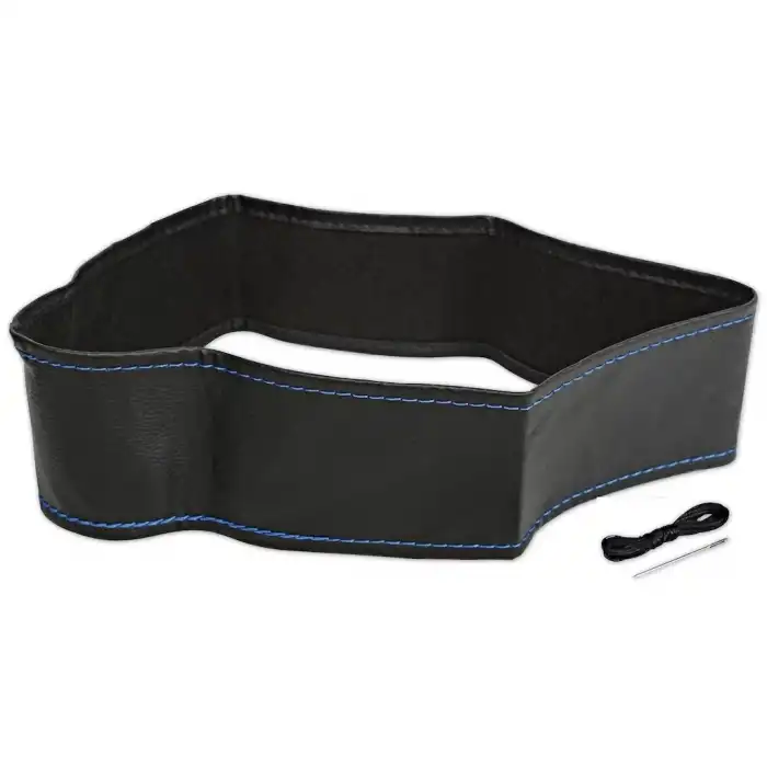 Dikme Direksiyon Kılıfı Siyah Deri Mavi Dikiş